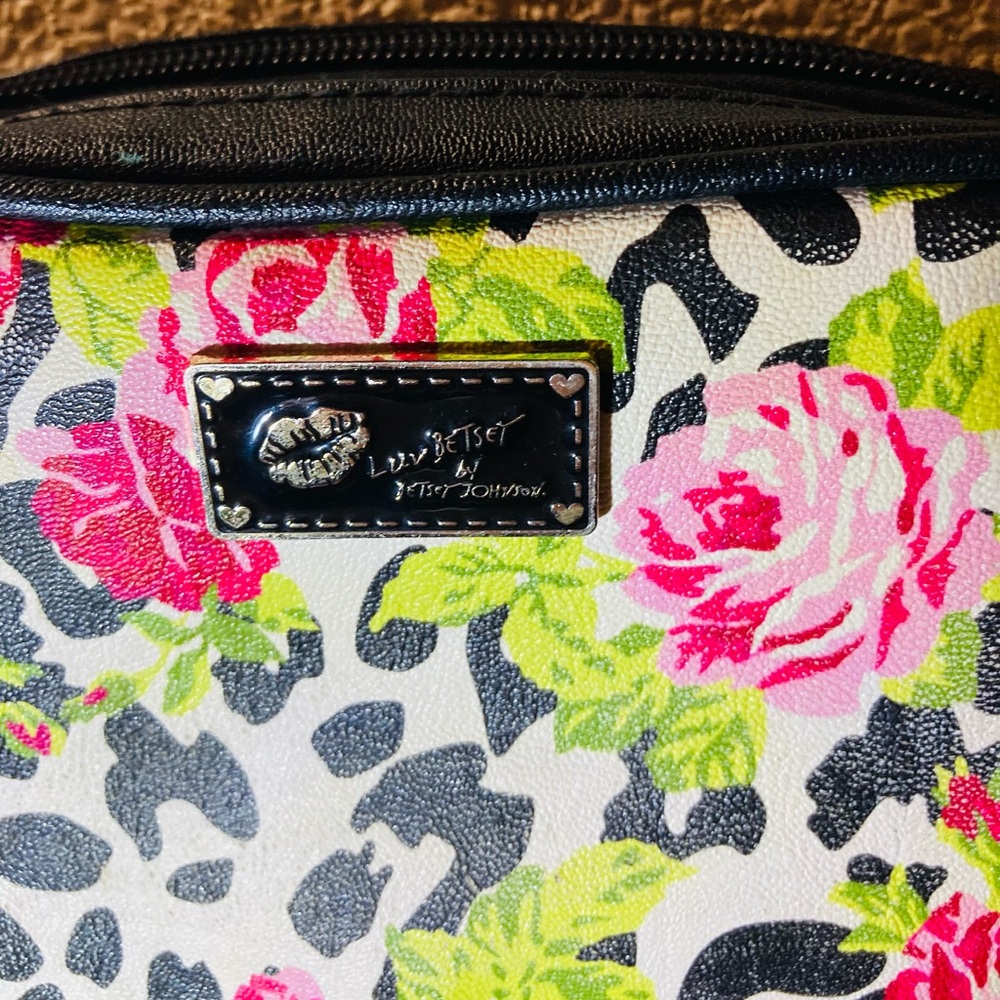 Betsey Johnson Pink and Green Floral Crossbody Bag